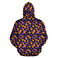 Load image into Gallery viewer, Designs by MyUtopia Shout Out:Halloween Black Cats and Pumpkins Zip Hoodie - Purple
