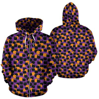 Load image into Gallery viewer, Designs by MyUtopia Shout Out:Halloween Black Cats and Pumpkins Zip Hoodie - Purple
