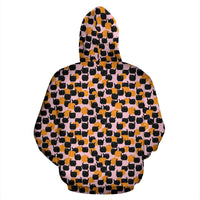 Load image into Gallery viewer, Designs by MyUtopia Shout Out:Halloween Black Cats and Pumpkins Zip Hoodie Pink
