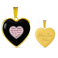 Load image into Gallery viewer, Designs by MyUtopia Shout Out:Hands are as Full as Mom&#39;s Heart Engravable Keepsake Heart Necklace - Black,Gold / Yes,Necklace
