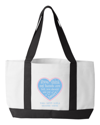 Load image into Gallery viewer, Designs by MyUtopia Shout Out:Hands are as Full as Mom&#39;s Heart Personalized with Kid&#39;s Names Gym Totebag
