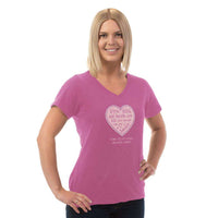 Load image into Gallery viewer, Designs by MyUtopia Shout Out:Hands are as Full as Mom&#39;s Heart Personalized with Kid&#39;s Names Ladies V Neck Tee
