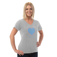 Load image into Gallery viewer, Designs by MyUtopia Shout Out:Hands are as Full as Mom&#39;s Heart Personalized with Kid&#39;s Names Ladies V Neck Tee
