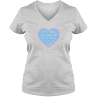 Load image into Gallery viewer, Designs by MyUtopia Shout Out:Hands are as Full as Mom&#39;s Heart Personalized with Kid&#39;s Names Ladies V Neck Tee,Athletic Heather / S,Ladies T-Shirts
