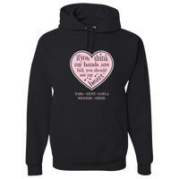 Load image into Gallery viewer, Designs by MyUtopia Shout Out:Hands are as Full as Mom&#39;s Heart Personalized with Kid&#39;s Names Pullover Hoodie,Black / S,Pullover Hoodie
