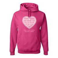 Load image into Gallery viewer, Designs by MyUtopia Shout Out:Hands are as Full as Mom&#39;s Heart Personalized with Kid&#39;s Names Pullover Hoodie,Cyber Pink / S,Pullover Hoodie
