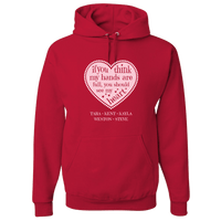 Load image into Gallery viewer, Designs by MyUtopia Shout Out:Hands are as Full as Mom&#39;s Heart Personalized with Kid&#39;s Names Pullover Hoodie,True Red / S,Pullover Hoodie
