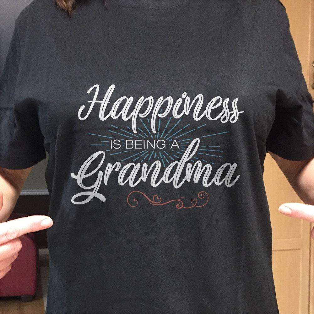 Designs by MyUtopia Shout Out:Happiness Is Being A GrandMa Adult Unisex Cotton Short Sleeve T-Shirt