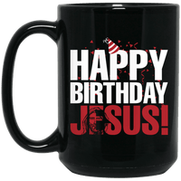 Load image into Gallery viewer, Designs by MyUtopia Shout Out:Happy Birthday Jesus - Ceramic Coffee Mug - Black,15 oz / Black,Apparel
