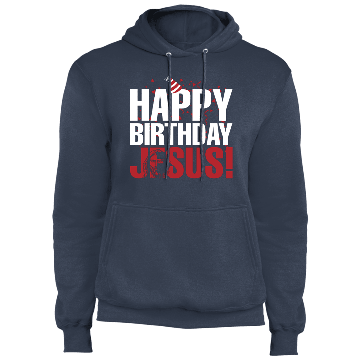 Designs by MyUtopia Shout Out:Happy Birthday Jesus - Core Fleece Unisex Pullover Hoodie,Navy / S,Sweatshirts