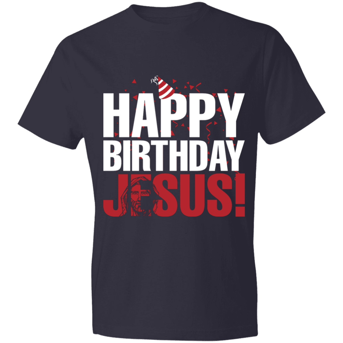 Designs by MyUtopia Shout Out:Happy Birthday Jesus - Lightweight Unisex T-Shirt,Navy / S,Adult Unisex T-Shirt