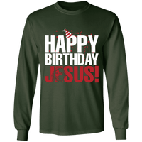 Load image into Gallery viewer, Designs by MyUtopia Shout Out:Happy Birthday Jesus - Ultra Cotton Long Sleeve T-Shirt,Forest Green / S,Long Sleeve T-Shirts
