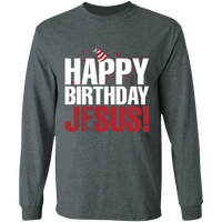 Load image into Gallery viewer, Designs by MyUtopia Shout Out:Happy Birthday Jesus - Ultra Cotton Long Sleeve T-Shirt,Dark Heather / S,Long Sleeve T-Shirts
