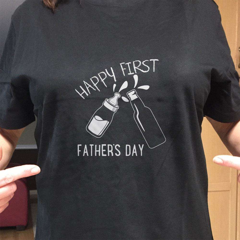 Designs by MyUtopia Shout Out:Happy First Father's Day Adult Unisex T-Shirt