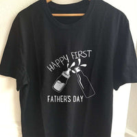 Load image into Gallery viewer, Designs by MyUtopia Shout Out:Happy First Father&#39;s Day Adult Unisex T-Shirt,S / Black,Adult Unisex T-Shirt

