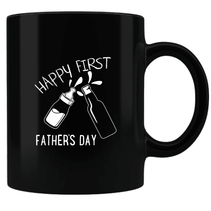 Designs by MyUtopia Shout Out:Happy First Father's Day Black Ceramic Coffee Mug,Black,Ceramic Coffee Mug