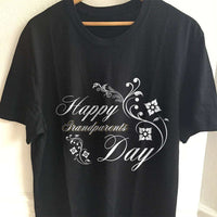 Load image into Gallery viewer, Designs by MyUtopia Shout Out:Happy Grandparents Day Adult Unisex Cotton Short Sleeve T-Shirt,S / Black,Adult Unisex T-Shirt
