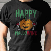 Load image into Gallery viewer, Designs by MyUtopia Shout Out:Happy HalloWine Adult Unisex Cotton Short Sleeve T-Shirt
