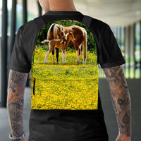 Load image into Gallery viewer, Designs by MyUtopia Shout Out:Happy Horse Family in Yellow Field Summer Meadow Backpack
