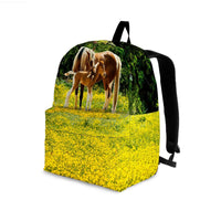 Load image into Gallery viewer, Designs by MyUtopia Shout Out:Happy Horse Family in Yellow Field Summer Meadow Backpack
