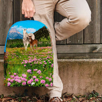 Load image into Gallery viewer, Designs by MyUtopia Shout Out:Happy Horses in Summer Meadow Backpack
