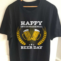 Load image into Gallery viewer, Designs by MyUtopia Shout Out:Happy International Beer Day Adult Unisex Black T-Shirt,S / Black,Adult Unisex T-Shirt
