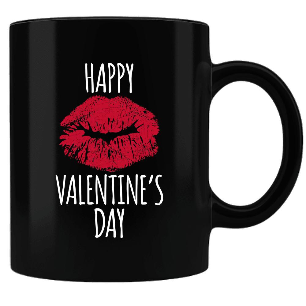 Designs by MyUtopia Shout Out:Happy Valentines Lips Valentines Day Gift Humor Ceramic Black Coffee Mug,Default Title,Ceramic Coffee Mug