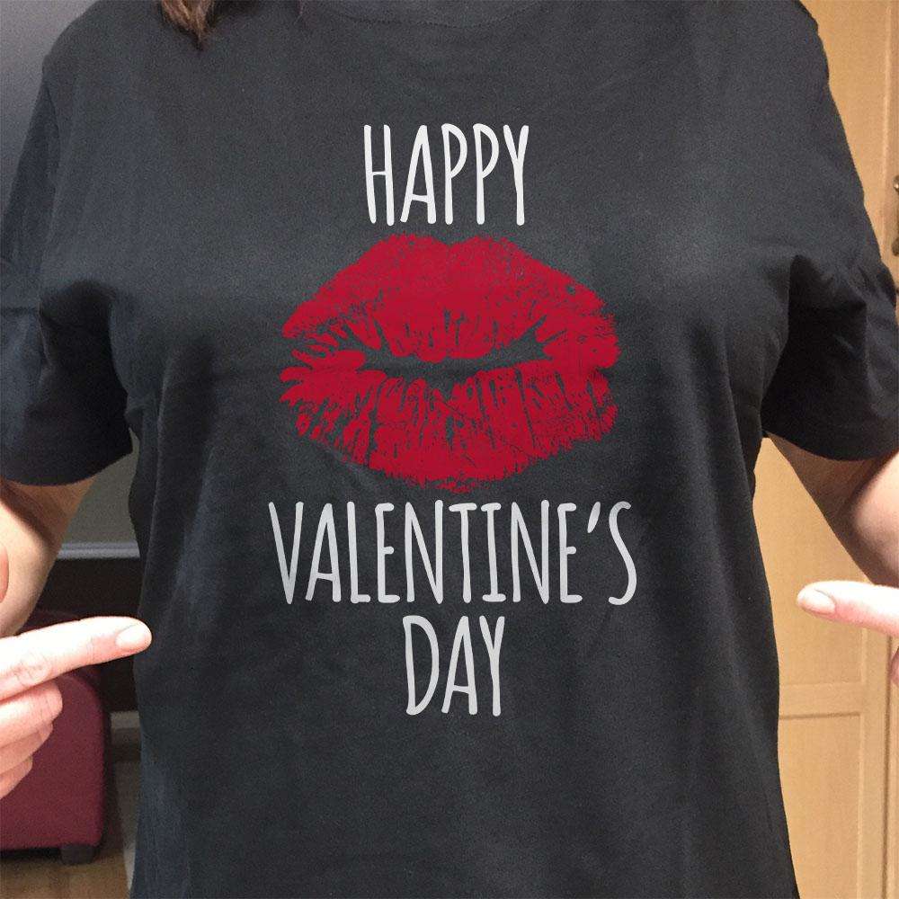 Designs by MyUtopia Shout Out:Happy Valentines Lips Valentines Day Humor Adult Unisex T-Shirt