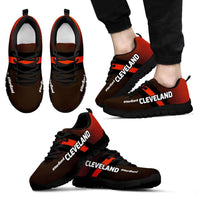 Load image into Gallery viewer, Designs by MyUtopia Shout Out:#HardLand Cleveland Fan Running Shoes,Mens Black Sole Sneakers / Mens US5 (EU38) / Brown / Orange,Running Shoes
