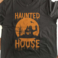 Load image into Gallery viewer, Designs by MyUtopia Shout Out:Haunted House Adult Unisex Cotton Short Sleeve T-Shirt
