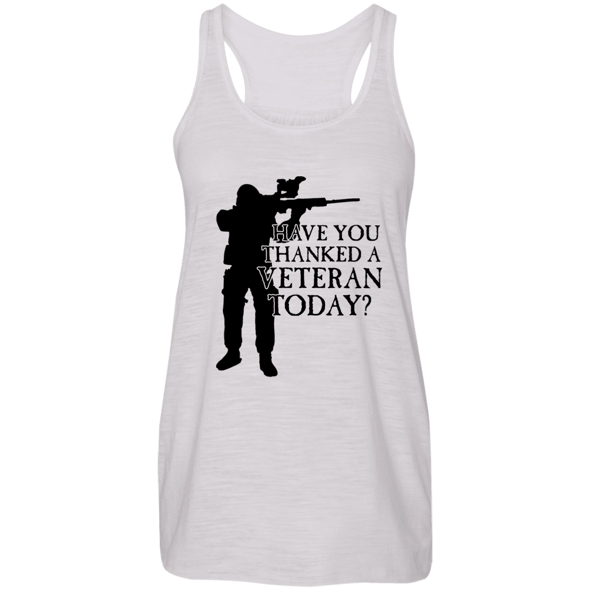 Designs by MyUtopia Shout Out:Have You Thanked A Veteran Today Ladies Flowy Racer-back Tank Top,Vintage White / X-Small,Tank Tops