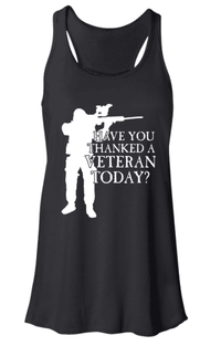 Load image into Gallery viewer, Designs by MyUtopia Shout Out:Have You Thanked A Veteran Today Ladies Flowy Racer-back Tank Top,Black / X-Small,Tank Tops
