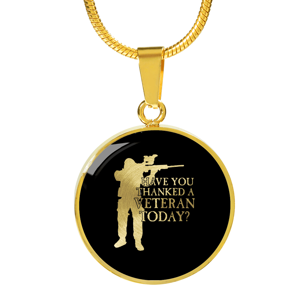 Designs by MyUtopia Shout Out:Have You Thanked A Veteran Today Personalized Engravable Keepsake Necklace,Gold / No,Necklace