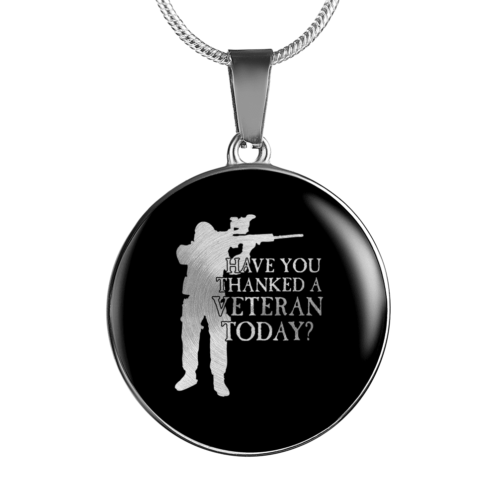Designs by MyUtopia Shout Out:Have You Thanked A Veteran Today Personalized Engravable Keepsake Necklace,Silver / No,Necklace