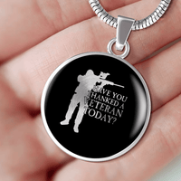 Load image into Gallery viewer, Designs by MyUtopia Shout Out:Have You Thanked A Veteran Today Personalized Engravable Keepsake Necklace
