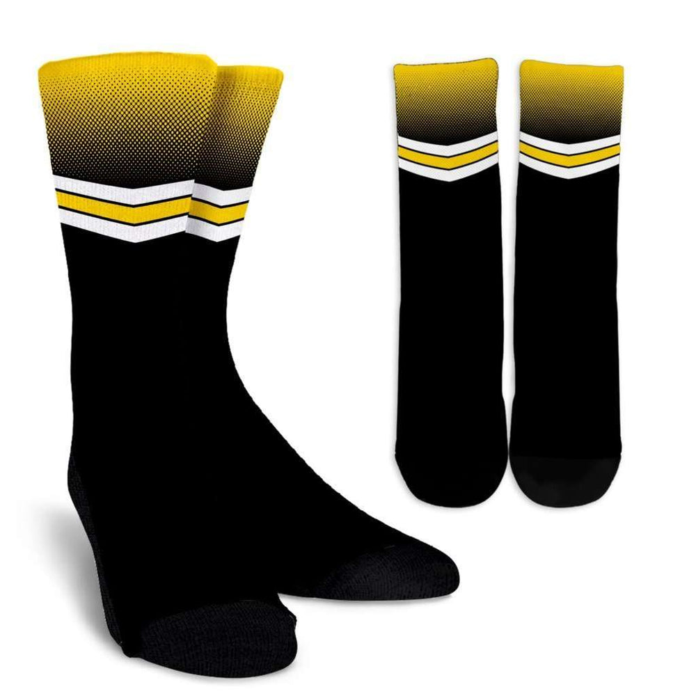 Designs by MyUtopia Shout Out:#HawksSoar Iowa Crew Socks,Small/Medium / Black,Socks