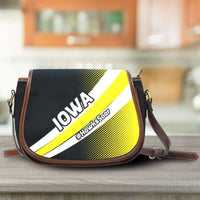 Load image into Gallery viewer, Designs by MyUtopia Shout Out:#HawksSoar Iowa Fan Canvas Saddlebag Style Crossbody Purse
