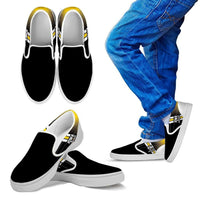 Load image into Gallery viewer, Designs by MyUtopia Shout Out:#HawksSoar Iowa Slip-on Shoes,Kid&#39;s / 11 CHILD (EU28) / Black,Slip on sneakers
