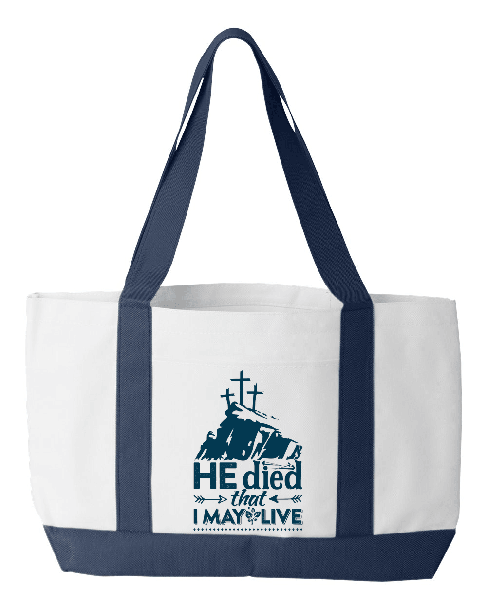 Designs by MyUtopia Shout Out:He Died That I May Live Canvas Totebag Gym / Beach / Pool Gear Bag,Default Title,Gym Totebag