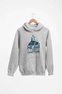Load image into Gallery viewer, Designs by MyUtopia Shout Out:He Died That I May Live Core Fleece Pullover Hoodie
