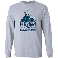 Load image into Gallery viewer, Designs by MyUtopia Shout Out:He Died That I May Live Long Sleeve Ultra Cotton Unisex T-Shirt,S / Sport Grey,Long Sleeve T-Shirts
