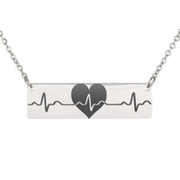 Load image into Gallery viewer, Designs by MyUtopia Shout Out:Heart and Heart Beat Engraved Personalizable Horizontal Bar Necklace
