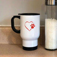 Load image into Gallery viewer, Designs by MyUtopia Shout Out:Heart Dog Paw 14 oz Stainless Steel Travel Coffee Mug w. Twist Close Lid
