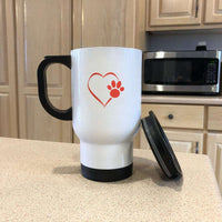 Load image into Gallery viewer, Designs by MyUtopia Shout Out:Heart Dog Paw 14 oz Stainless Steel Travel Coffee Mug w. Twist Close Lid
