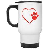 Load image into Gallery viewer, Designs by MyUtopia Shout Out:Heart Dog Paw 14 oz Stainless Steel Travel Coffee Mug w. Twist Close Lid
