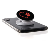 Load image into Gallery viewer, Designs by MyUtopia Shout Out:Heart Dog Paw (Black) Hinged Phone Grip and Stand for Smartphones and Tablets
