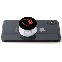 Load image into Gallery viewer, Designs by MyUtopia Shout Out:Heart Dog Paw (Black) Hinged Phone Grip and Stand for Smartphones and Tablets

