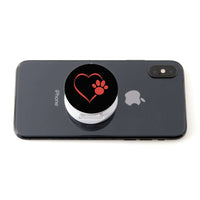 Load image into Gallery viewer, Designs by MyUtopia Shout Out:Heart Dog Paw (Black) Hinged Phone Grip and Stand for Smartphones and Tablets
