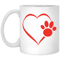 Load image into Gallery viewer, Designs by MyUtopia Shout Out:Heart Dog Paw Ceramic Coffee Mug - White,11 oz / White,Ceramic Coffee Mug
