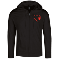 Load image into Gallery viewer, Designs by MyUtopia Shout Out:Heart Dog Paw Embroidered Lightweight Full Zip Hoodie,Black / X-Small,Sweatshirts

